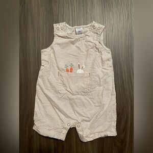 Carters Striped Beige Kids Romper with bunny design size 3M